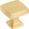 Jeffrey Alexander 1-1/4" Overall Length Brushed Gold Square Renzo Cabinet Knob 141BG - alternate 1